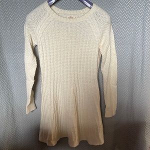 White Long Sleeve Wool Dress